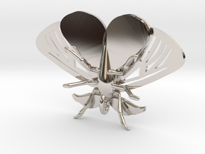 Satin Moth Pendant in Rhodium Plated Brass