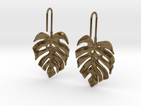 Monstera Drop Earrings in Natural Bronze