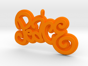 46 -PEACE -CURLY WRITING in Orange Processed Versatile Plastic: Extra Small