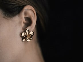 Orchid Earrings in Polished Bronze