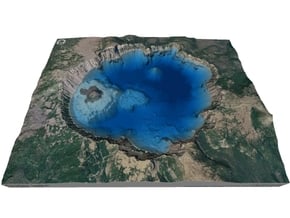 Crater Lake Bathymetry Map in Full Color Sandstone