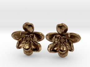 Wild Rose Earrings in Natural Brass