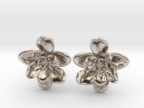 Wild Rose Earrings in Rhodium Plated Brass