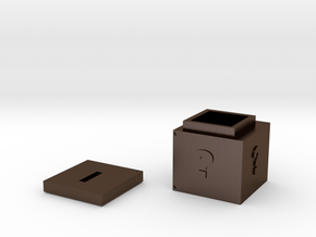 coin box Cube(with lid) in Polished Bronze Steel