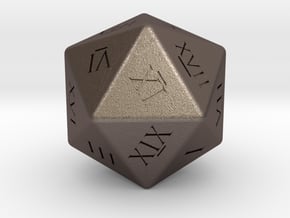 D20 - Roman Numerals in Polished Bronzed Silver Steel