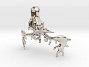 Mistletoe Reindeer Pendant/ Ornament in Rhodium Plated Brass: Large
