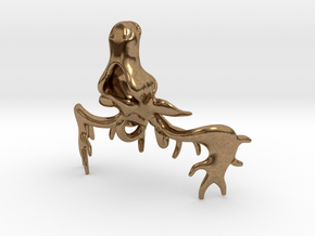 Mistletoe Reindeer Pendant/ Ornament in Natural Brass: Large