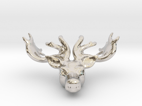 Faceted Reindeer Pendant  in Platinum: Small