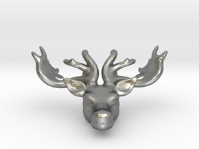 Faceted Reindeer Pendant  in Natural Silver: Small