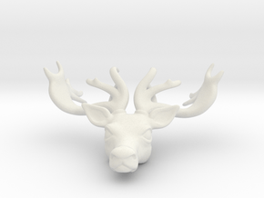 Reindeer Pendant in White Natural Versatile Plastic: Medium