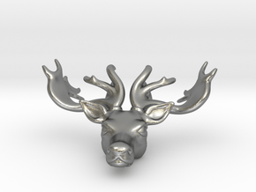 Reindeer Pendant in Natural Silver: Medium