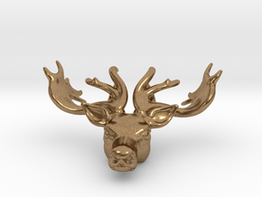 Reindeer Pendant in Natural Brass: Medium