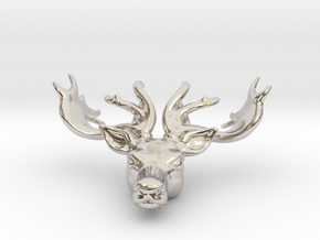 Reindeer Pendant in Rhodium Plated Brass: Medium