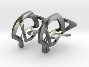 Twisted squares earrings in Polished Silver (Interlocking Parts)