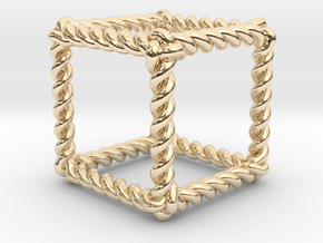 Twisted Hexahedron RH 1.2" in 14k Gold Plated Brass