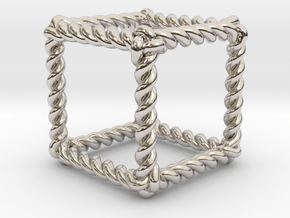 Twisted Hexahedron RH 1.2" in Rhodium Plated Brass
