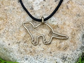 Standing ferret necklace in Polished Bronze Steel