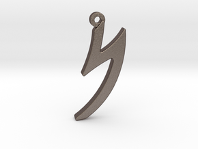 Letter NUN - Paleo Hebrew - with Chain Loop in Polished Bronzed Silver Steel
