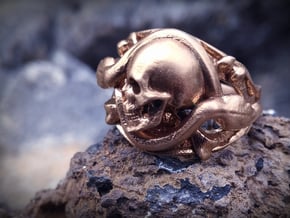 Skull Ring Memento Vivere in Natural Bronze: 8 / 56.75