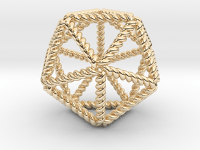 Twisted Icosahedron RH 2" in 14k Gold Plated Brass