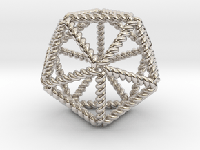 Twisted Icosahedron RH 2" in Rhodium Plated Brass