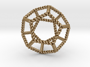 Twisted Dodecahedron RH 2"  in Polished Gold Steel