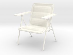 Dollhouse Miniature Lawn Chair 'Patio Paradise' in White Processed Versatile Plastic: 1:12