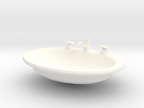 Miniature Dollhouse Drop-in Bathroom Sink in White Processed Versatile Plastic: 1:12