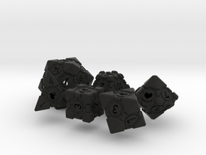 Companion Cube Polyhedral 6 Dice Set in Black Natural Versatile Plastic: Large