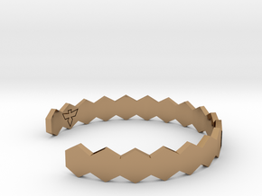Geometric Hex Bracelet S-XL in Polished Brass: Small