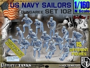 1/160 USN Dungaree Set 102 in Smooth Fine Detail Plastic