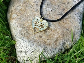 Rat Foot Print Heart Pendant in 14k Gold Plated Brass