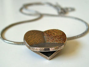 HIDDEN HEARTS PENDANT SOLID in Polished Bronzed Silver Steel