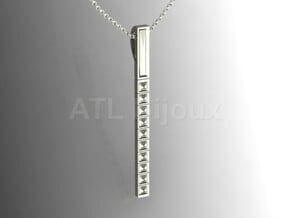 Pendant Bar with Geometric Pyramids in Fine Detail Polished Silver