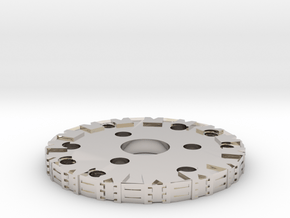 Detailed Chassis Disk in Rhodium Plated Brass