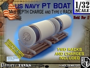 1/32 PT Boat Depth Charge w/ Rack Set001 in Tan Fine Detail Plastic