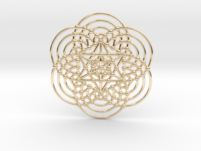 Merkaba Fractal Metatron Cube in 14K Yellow Gold