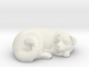 1/24 Dog Sleeping for Diorama in White Natural Versatile Plastic