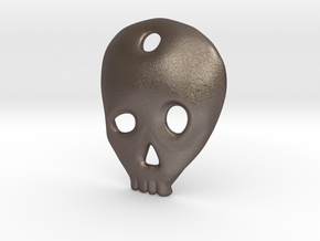 SKULL charm or pendant in Polished Bronzed Silver Steel