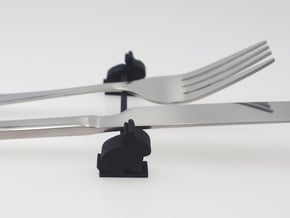 Rabbit Knife rest & Cutlery rest in Black Natural Versatile Plastic