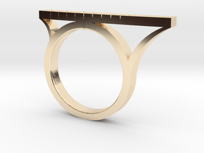 Asymmetric Bar Ring with Geometric Pyramid Pattern in 14k Gold Plated Brass: 5 / 49