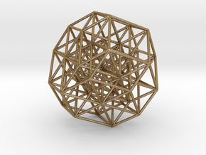 6D Cube Projected into 3D - B6 in Polished Gold Steel