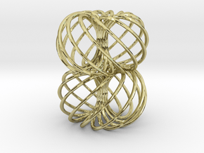 Double Spiral Torus 7/12, golden ratio 2 in 18k Gold Plated Brass