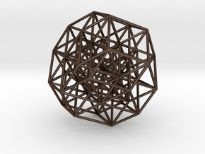 6D Cube Projected into 3D - B6 in Polished Bronze Steel