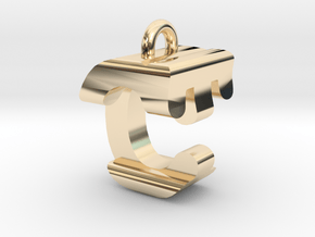 3D-Initial-CT in 14k Gold Plated Brass