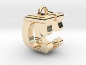 3D-Initial-CU in 14k Gold Plated Brass