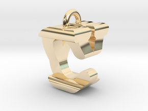 3D-Initial-CY in 14k Gold Plated Brass