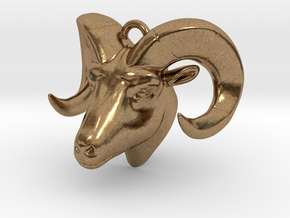 RAM head pendant (hollow) in Natural Brass