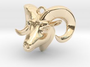 RAM head pendant (hollow) in 14k Gold Plated Brass