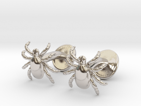 Tick Cufflinks - Nature Jewelry in Rhodium Plated Brass